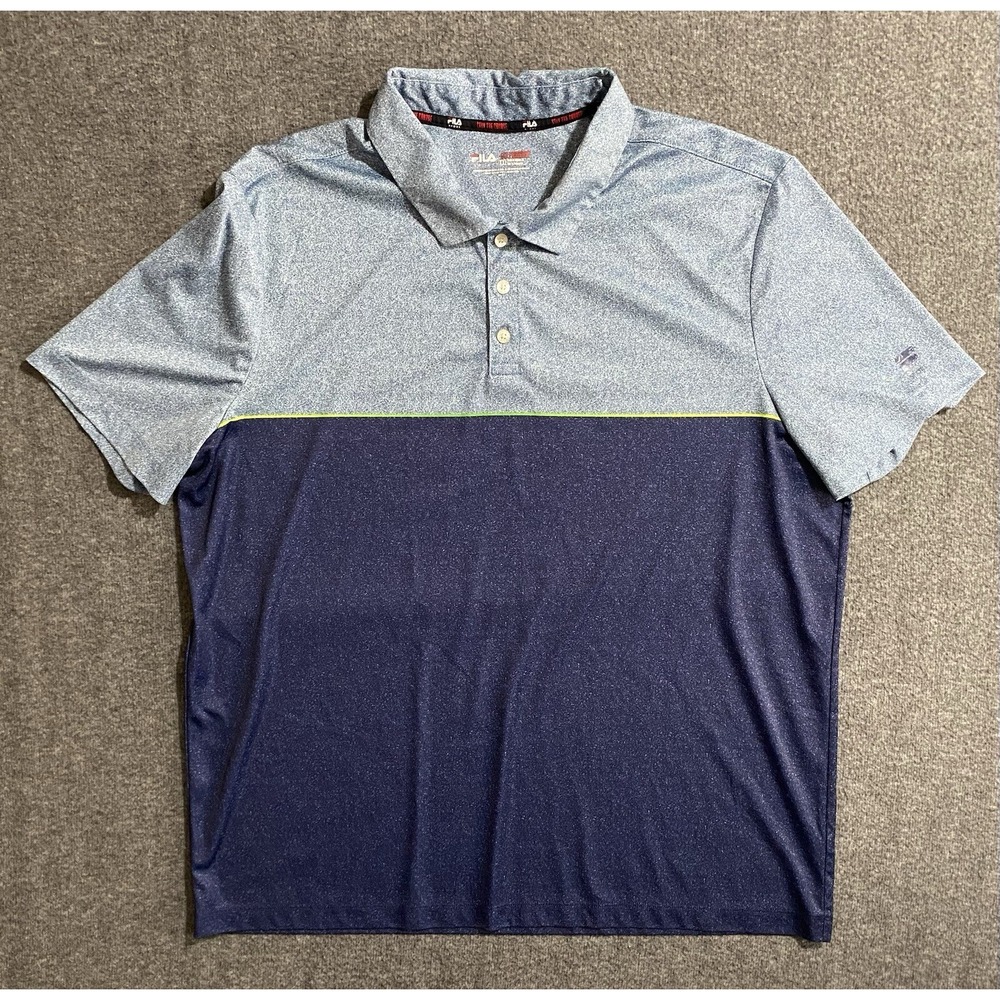 Fila Polyester Colorblock Polo Gray Men's XXL